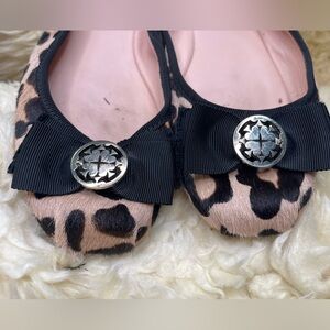 KATE SPADE DYED COWHIDE ANIMAL PRINT BALLET FLATS WOMENS SIZE 8 GENTLY USED